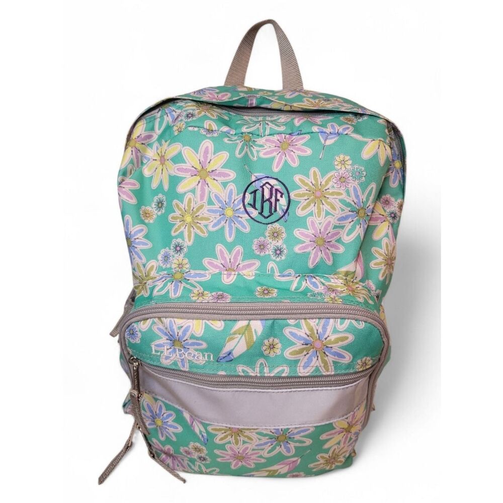 L.L.Bean Floral Mint Green Backpack